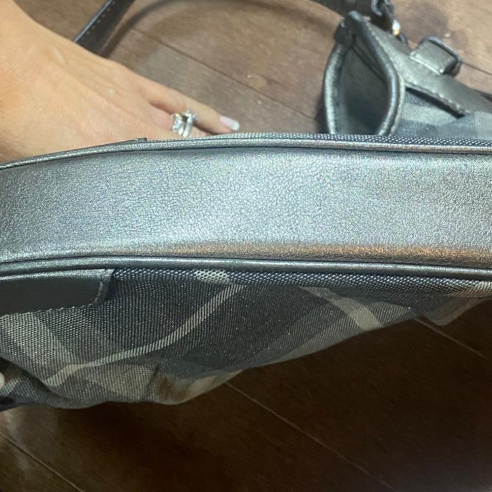 Burberry Black and Brown Plaid Leather Hobo Bag - Picture 13 of 14